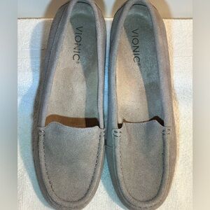 Vionic Debbie Suede Gray Slip-On Loafers